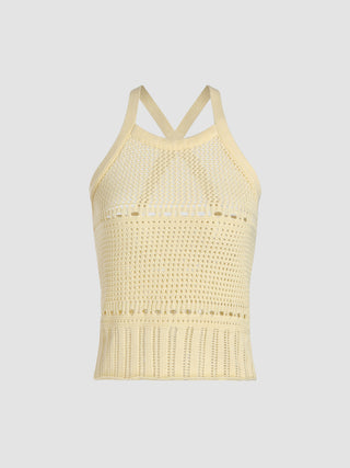 Yellow Hollow Knitted Tank Top