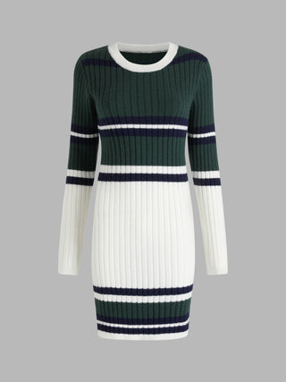 Knit Striped Bodycon Midi Dress