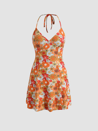 Sunflower Halter Mini Dress