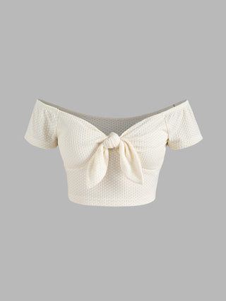 Check Pattern Tie Front Crop Top