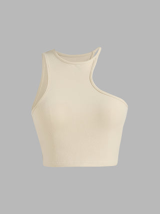 Solid Cut Out Asymmetrical Tank Top