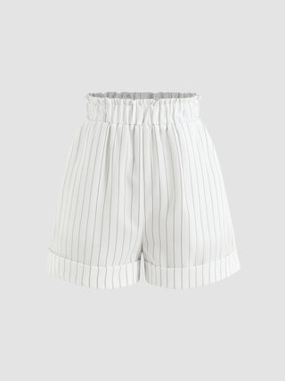 Striped Elastic Waist Mini Shorts