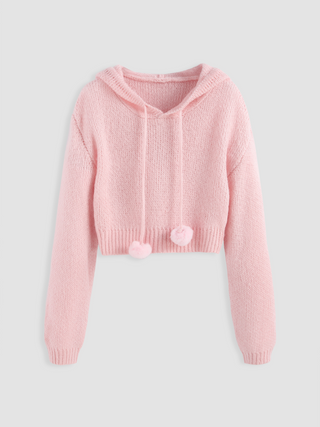 Fuzzy Ball Hooded Sweater