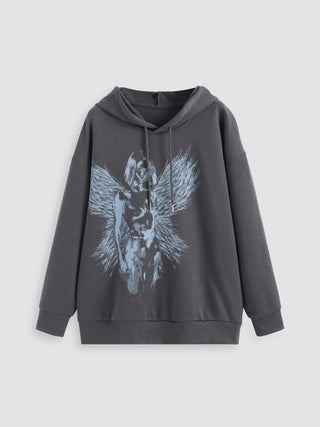 Angel Graphic Pattern Oversized Hoodie