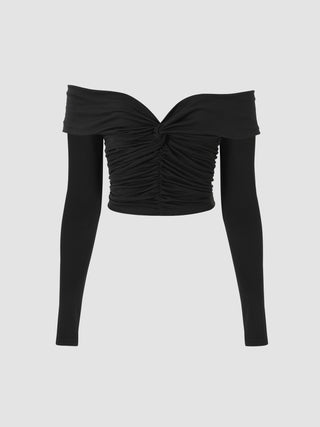 Twisted Ruched Long Sleeve Crop Top