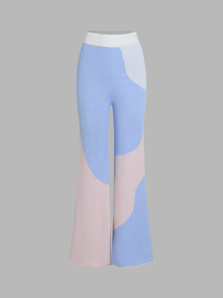 Wool-blend Patchy Knitted Flared Trousers