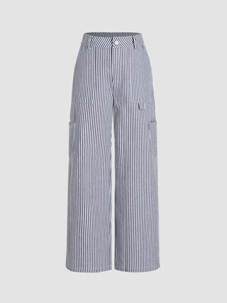 Striped Side Pocket Long Trousers