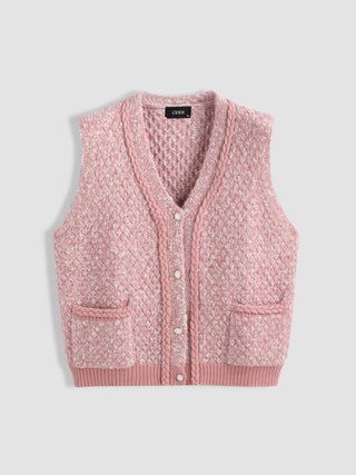 Wool-blend Cable Knit Pocket Vest Curve & Plus