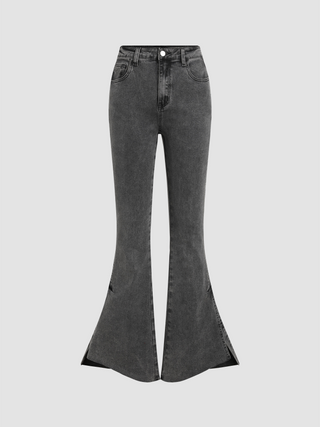 Denim Solid Flared Jeans