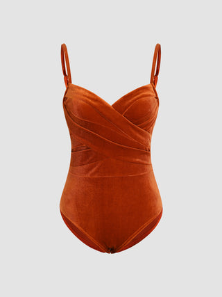 Velvet Solid Sweetheart Cross Bodysuit