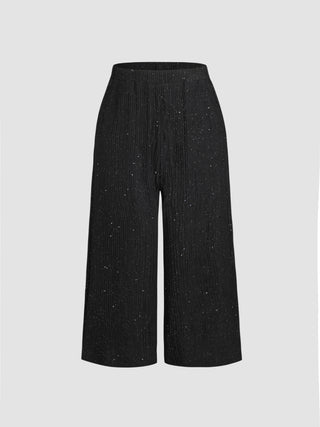 Glitter High Waist Wide Leg Trousers Curve & Plus