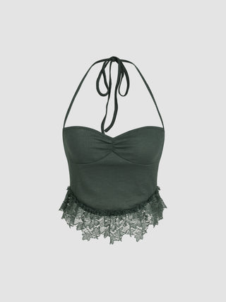 Solid Lace Halter Cami Top