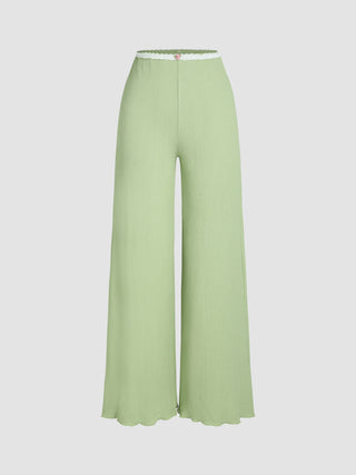 Rosette Lettuce Trim Straight Leg Pants