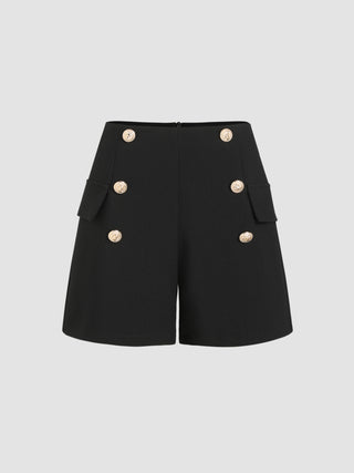 Button Wide Leg Shorts