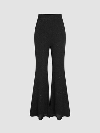 Glitter High Waist Flared Trousers