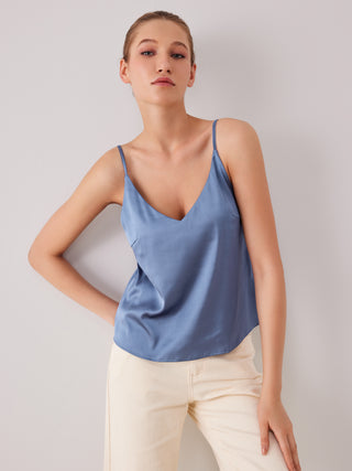 Solid Satin V-neck Cami Top