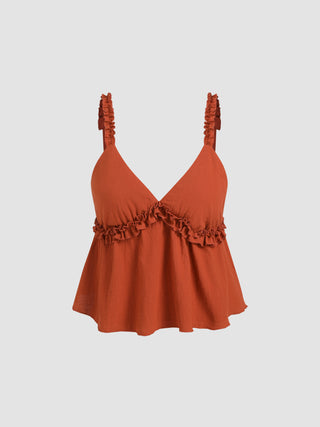 V-neck Ruffle Crop Cami Top