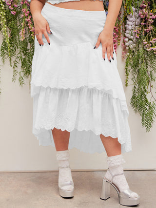 Ruffle Tiered Midi Skirt Curve & Plus