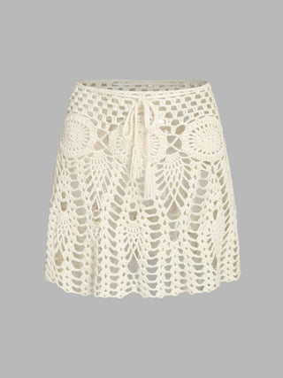 Hollow Out Crochet Knitted Mini Skirt