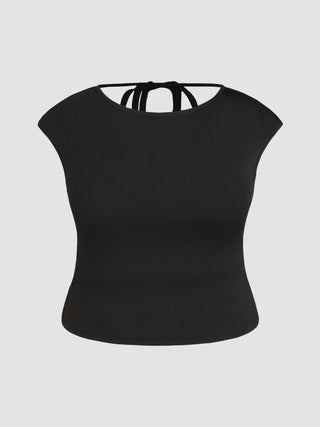 Knotted Halter Short Sleeve Tee Curve & Plus