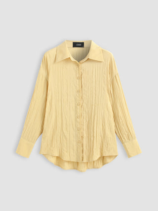 Texture Collar Button Up Long Sleeve Shirt