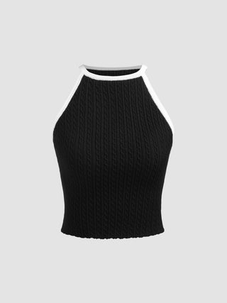 Knit Contrasting Trim Tank Top