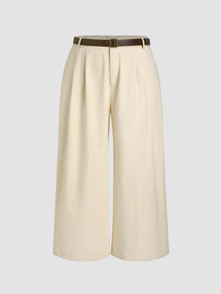 Pleated Wide Leg Trousers With Belt Curve & Plus