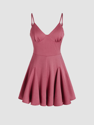 V-neck Ruffle Solid Romper