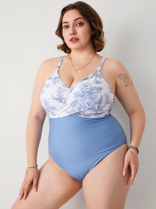 Toile de Jouy Patchy One Piece Swimsuit Curve & Plus