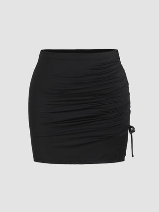 High Waist Ruched Knotted Mini Skirt Curve & Plus