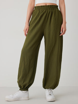 Texture Elastic Waist Jogger Trousers