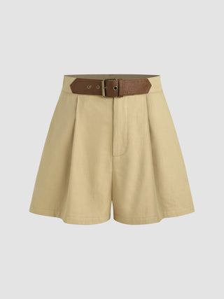 High Waist Belted Pocket Shorts