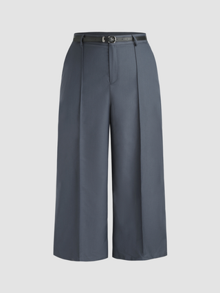 Mid Waist Belted Wide Leg Trousers Curve & Plus