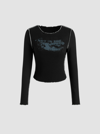 NOT IN THE MOOD Graphic Long Sleeve Top