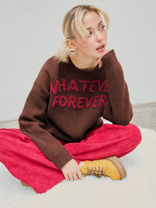 Whatever Forever Round Neck Knitted Long Sleeve Sweater