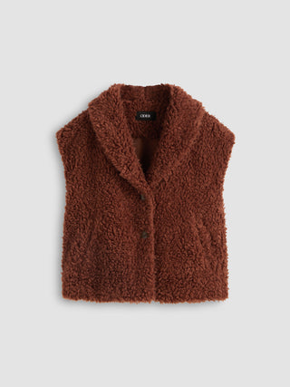 Fleece Collar Solid Button Vest