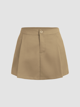 Button Pleated Mini Skirt Curve & Plus