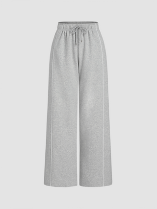 Terry Drawstring Elastic Waist Wide Leg Sweatpants