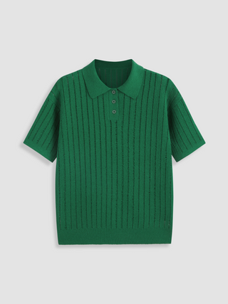 Polo Solid Knitted Short Sleeve Top