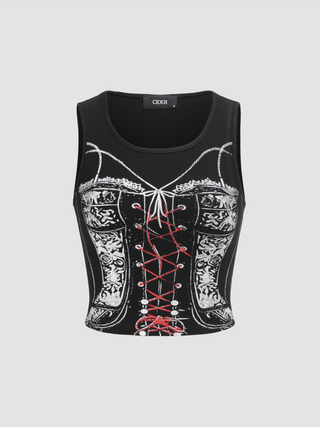 Graphic Crop Tank Top