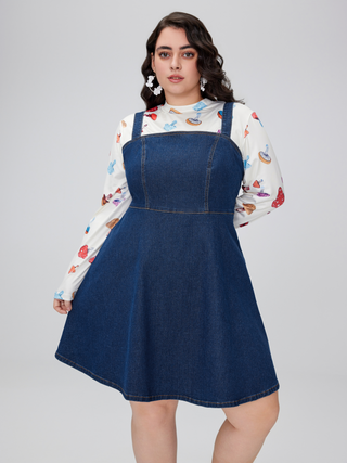 Denim Bowknot Mini Dress Curve & Plus