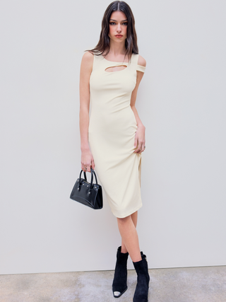 Asymmetrical Neck Split Maxi Dress