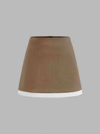 High Rise Solid Contrasting Binding Mini Skirt