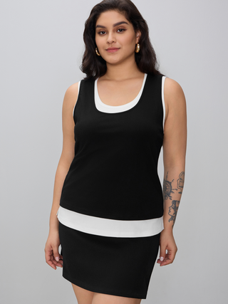 Contrasting Binding Tank Top Curve & Plus