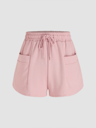 Jersey High Rise Solid Knotted Pocket Shorts