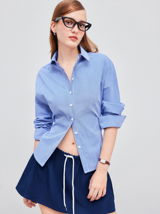 Woven Collar Check Long Sleeve Shirt