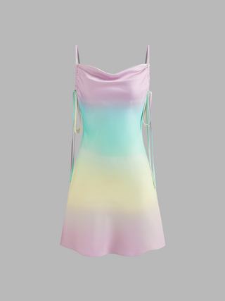 Silk Gradient Knotted Cami Mini Dress