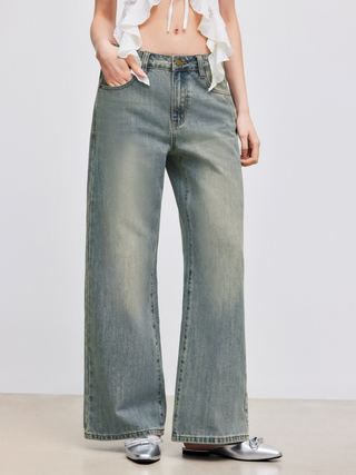 Cider Denim Low Rise Solid Straight Leg Jeans