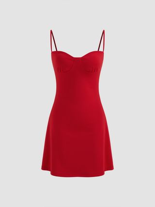 Sweetheart Neckline Solid Mini Dress