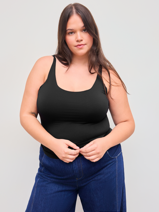 Second Skin Double Layered U-neckline Solid Cami Top Curve & Plus